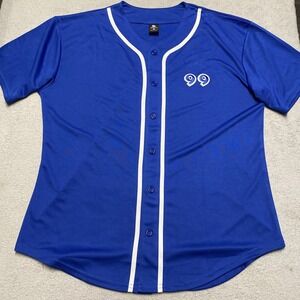 Young LA Baseball‎ Jersey Mens Large Blue Shirt Button 99 Gym Streetwear